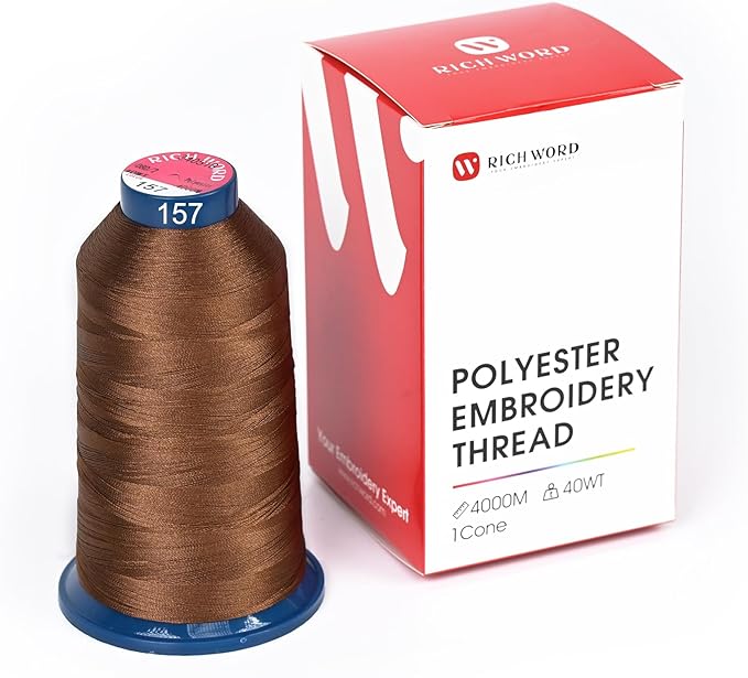 Richword Selected Brown Embroidery Thread 4000M(4374Y) 40WT Polyester Thread 100 Colors Selected for Commercial Multi Needles and Single Needle Embroidery Machine 0157