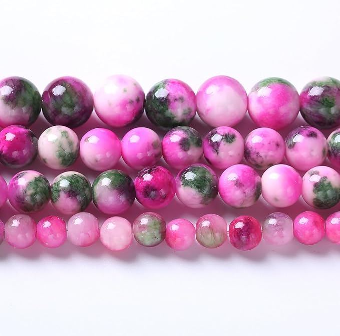 12MM 32PCS Pink Green Persian Jade Spacer Loose Beads for Jewelry Making DIY Bracelet Necklace