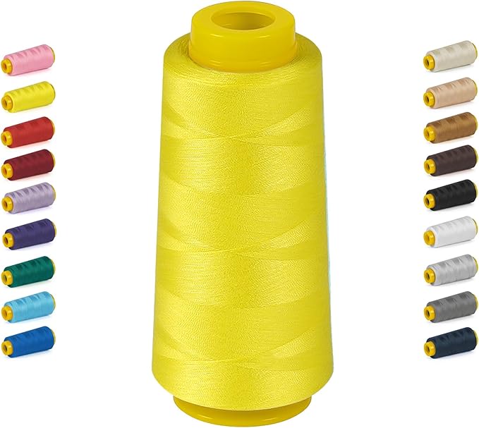 1800 Yards Serger Thread-Yellow, All Purpose Thread for Sewing, Serger Thread Cones，Polyester Thread 40s/2 for Serger&Overlock, Quilting, Piecing, Sewing Machine