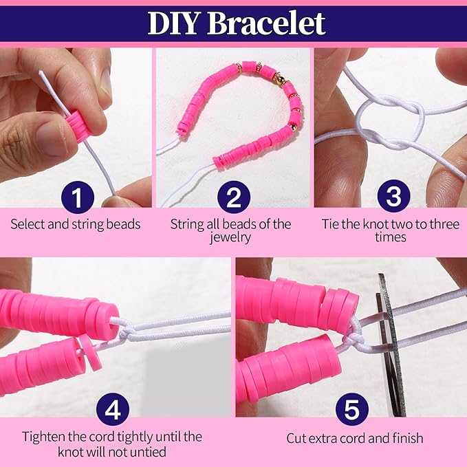 FANDAMEI 1mm Elastic String for Bracelets, Elastic Beading Cord Stretchy for Bracelets Making, Stretch Bead Cord for Jewelry Making, Sturdy Thread for Bracelet Necklace Crafts Christmas DIY String