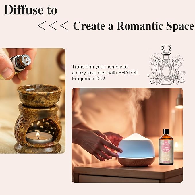 PHATOIL J'admire Fragrance Oils for Aromatherapy, 3.38FL.OZ Diffuser Oils for Home, Perfect for Aromatherapy, Humidifiers, Yoga, DIY Candle and Soap Making - 100ml