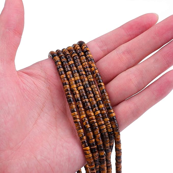 Natural Yellow Tiger Eye Spacer Beads Caps Loose Semi Gemstone for Beading Jewelry Making 4mmx2mm 38cm