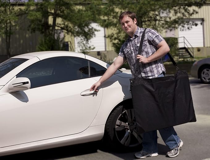 Soho Urban Artist Art Portfolio Case Artwork Tote Bag, Heavy Duty Nylon, 2 Zippered Pockets, Handle & Shoulder Strap LightWeight Large Capacity for Drawings, Posters, 23x31 Inches Black