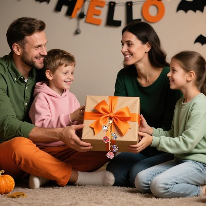 AUGSUN 189Pcs Halloween Keychain Making Kit, Charm Making Crafts 60 Halloween Charms 12 Keychain Clips Hooks 15 Extender Chains 100 Jump Ring for Crafts Accessories Holiday Gifts