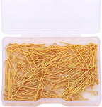 18K Gold Plated Open Eye Pins Non Tarnish 25mm 200pcs for Jewelry Making Findings