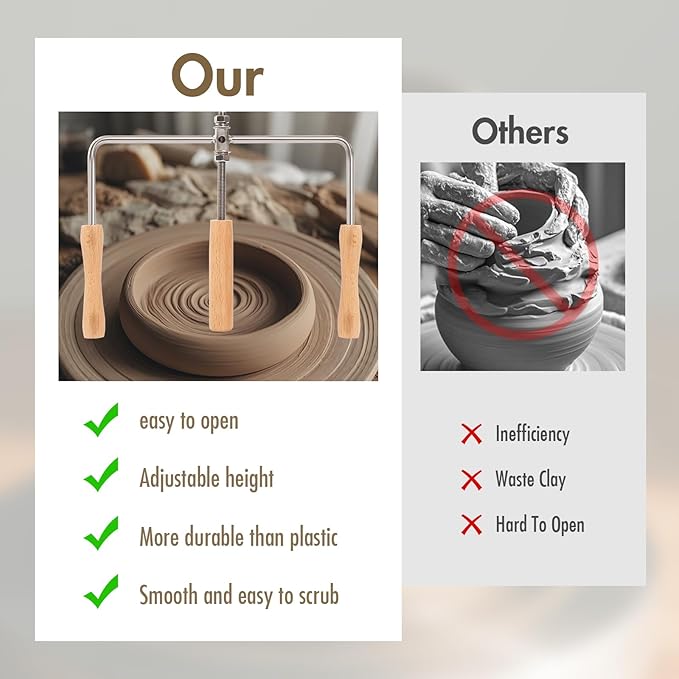 Pottery Trimming Tools and Supplies,Ceramic Pot Cup Opening Tool and Accessories，Pottery Molds for Handbuilding and Pottery Wheel Tools,with 5 Pcs Thickness Wood Boards