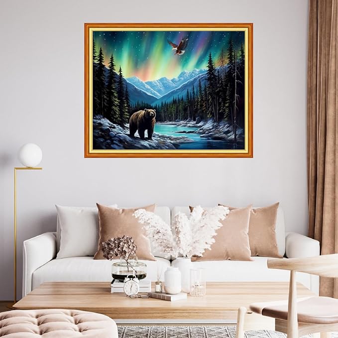 Findvoor Stamped Cross Stitch Kits for Beginner Embroidery Kits for Beginners Adults DIY 11CT Cross Stitch Patterns Needlepoint Kits Crossstitching Kits-Polar Bear 16x20 inch