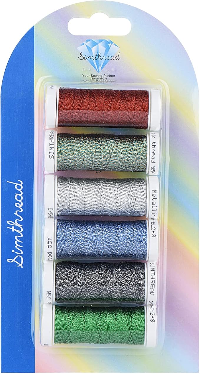 Simthread 6 Colors 3-Ply Metallic Shuttle Tatting Yarn 50 Meters Each for Shuttle Tatting Jewellery lacemaking #3