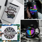 TECKWRAP Black Holographic Reflective Adhesive Vinyl Flashlight Sensitive Vinyl for DIY Craft Cutters, Signs, Scrapbooking, 1ftx5ft, Black