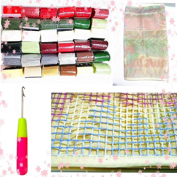 DIY Latch Hook Kits Christmas Tree Throw Carpet Embroidery Cover Rug Pattern Color Printed Canvas 52x38cm, Crochet Needlework Crafts for Kids and Adults