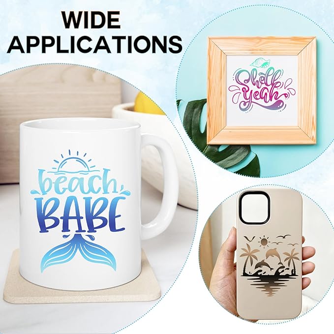 Tintnut Gradient Permanent Vinyl, Ombre Rainbow Pattern Adhesive Vinyl - 12 Sheets 12"x10", Sunset Permanent Adhesive Sheets for Cutting Machine,Home Decor Self Sticker