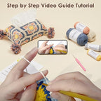 Noocro Crochet Kit Granny Square Tissue Holder, Complete DIY Kit with Detailed Instructions, Video Tutorials, for Beginners or Intermediate and Advanced Crocheters