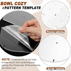Flutesan 3 Pcs Bowl Cozy Pattern Template 8/10/12 Inch Clear Acrylic Bowl Wrap Sewing Pattern Template with 3 Pieces Water Soluble Pen Batting Quilting Cut on Fold Stencil(Round Edge)