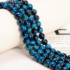 NCB 100pcs Original Natural Stone Beads Gemstone Round Loose Beads 6mm 8mm 10mm (Aquamarine Tiger's Eye, 10mm 100Beads)