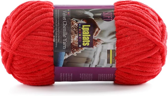 Chunky Chenille Yarn for Crocheting - 100g/3.5oz Baby Blanket Yarn for Crocheting Soft - 87 Yards Fluffy Thick Plush Yarns for Knitting Blankets Amigurumi (1, Red)