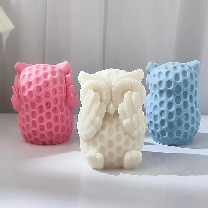 3D Owl Mold Nighthawk Molds Owl Candle - Resin Casting Silicone Molds for Home Decor & Candle Making Wave Spiral Mold