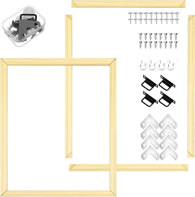 DoubleFill 2 Pack 16x20 Inch DIY Canvas Stretcher Bars Canvas Frame Wood Frames Kit Easy to Assemble for Prints, Posters, Oil Painting, Painting, Embroidery Stitch and Needlepoint Arts