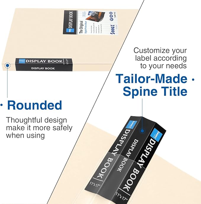 Sooez Art Portfolios 11"x17", Large Portfolio Folder with 30 Pockets & Black Inner Sheets, Display 60 Pages, 11 x 17 Presentation Book for Artwork Storage, Binder with Plastic Sleeves for Artist