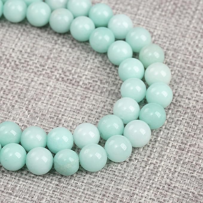 75PCS 10MM Natural Stone Amazonite Chalcedony Loose Beads for Jewelry Making DIY Bracelet Necklace 2 Strands