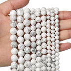 60pcs 6mm Natural Stone Beads White Howlite Beads Crystal Gemstone for Jewelry Making, DIY Bracelet Necklace