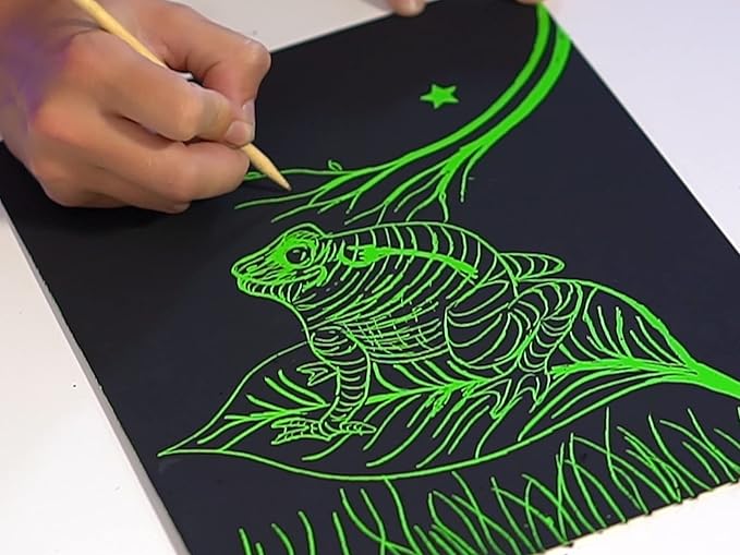 Marvin's Magic - Super Bright Scratch Art - x48 Premium Magic Scratch Boards - Black Scratch Paper & Rainbow Scratch Paper - Scratch Art for Kids