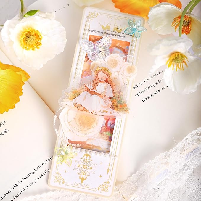 TIAMECH Beautiful Manor PET Stickers - 60 Pcs Fantasy Dance Blossom & Elf Princess Design, Waterproof Sticker for Journaling & Scrapbooking, Junk Journal Supplies, Ephemera & DIY Crafts