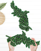 1 Pair Handmade Flower Rhinestone Applique for Clothes, Crystal Fabric Patches for Wedding Dress, Bling Beaded Embroidery Lace Applique for Hat Hairband Sewing Embellishment (Green)