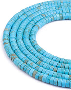 Natural Blue Turquoise Spacer Beads Caps Loose Semi Gemstone for Beading Jewelry Making 6mmx3mm 38cm