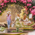 TIAMECH Romantic Trip to Garden PET Stickers - 120 Pcs Flower Pinking Dream Cherry Girls Design, Waterproof Sticker for Journaling & Scrapbooking, Junk Journal Supplies, Ephemera & DIY Crafts