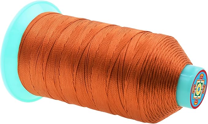 Mandala Crafts Bonded Nylon Thread Burnt Orange Heavy Duty Sewing Threads - 800 YDs Size 277 840D T270 Tex 270 Thread for Leather Jeans Weaving Outdoor Marine Upholstery Threads