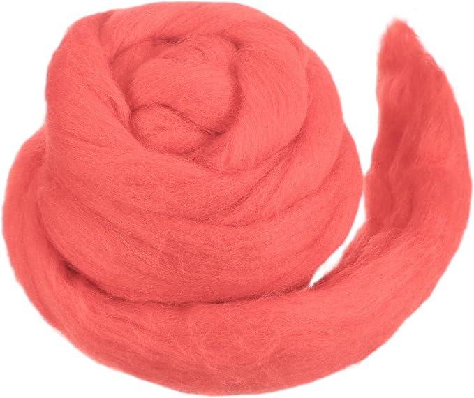 MECCANIXITY Wool Roving Yarn Soft Felting Wool 50g/1.76oz Pure Chunky Roving Yarn for Needle Felting Knitting Blanket Spinning Weaving Art DIY Craft Peach