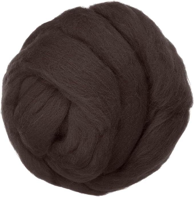 PATIKIL Wool Roving Yarn, 150G/5.3OZ Soft Felting Wool Pure Chunky Roving Yarn Bulk for Needle Felting Knitting Blanket Spinning Weaving DIY Craft, Deep Brown