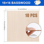 10 Pack 16x16x1/8 Inch Basswood Sheets, Large Size Basswood for Laser Cutting & Engraving, Plywood Wood Board Unfinished Wood Sheets for Crafts, DIY Architectural Models, Wood Burning and Painting.