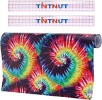 Tintnut Tie Dye Permanent Vinyl Roll - 12 inch x 5ft, Seamless Big Fireworks Adhesive Swirl Pattern Water Proofing Vinyl Self Sticker