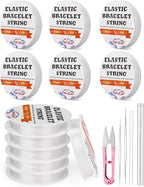 JUPEAN 1 mm Stretchy Bracelet String Elastic String for Bracelet Making Easy to Knot with Jewelry Making Supplies Beading Needles and Container for Storage