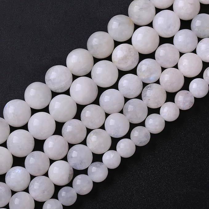 6MM 60PCS Natural Stone White Moonstone Gemstone Semi Precious Beads for Jewelry Making DIY Bracelet