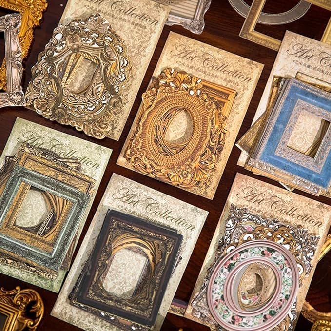 30Pcs Vintage Scrapbook Paper Photo Frame for Scrapbooking Junk Journal Collage Diary Embellishment DIY Photo Album DIY Craft Decoration, 10 Patterns (YSDC3)