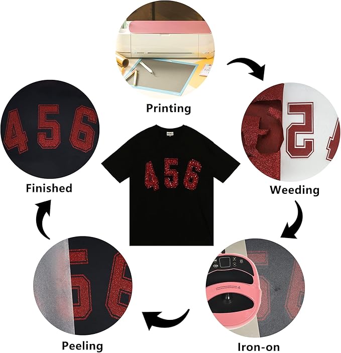 Red Glitter HTV Heat Transfer Vinyl Rolls12inch by 9feet PU Stretch Iron on Vinyl HTV Vinyl for T-Shirt for Silhouette and Cameo (9Ft, Z1-Glitter Red)