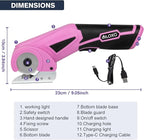 VLOXO Cordless Electric Scissors, Rechargeable Fabric Scissors with Safety Lock, 4.0V Rotary Cutter Multi-Cutting Tools, Cardboard Powerful Fabric Cutter for Carpet Leather Felt with Storage Box