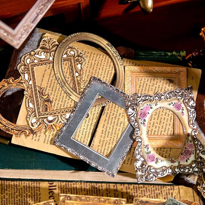 30Pcs Vintage Scrapbook Paper Photo Frame for Scrapbooking Junk Journal Collage Diary Embellishment DIY Photo Album DIY Craft Decoration, 10 Patterns (YSDC1)