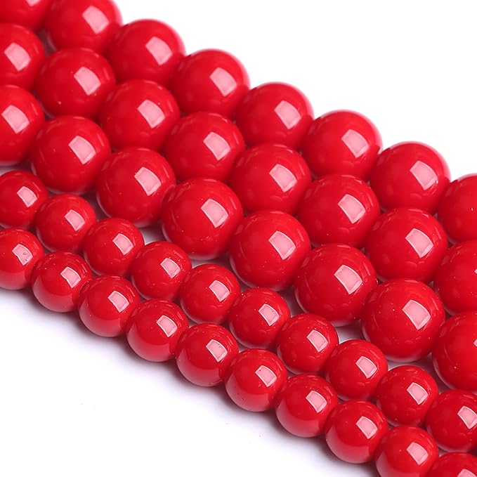 75PCS 10MM Red Glass Round Spacer Loose Beads for Jewelry Making DIY Bracelet Necklace
