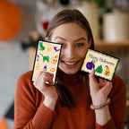 ORIGACH Silicone Clear Stamps - Witch, Ghost, Cat, Bat, Pumpkin Reusable Stamps for Card Making, Scrapbooking & DIY Halloween Décor - 6.3x4.3inches