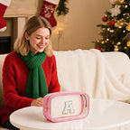 YOOLIFE Travel Clear Makeup Bag Toiletry Bag, Make up Bag Waterproof Toiletry Bags for Women Cosmetic Bag Preppy Stuff Birthday Gifts for Women Personalized Pink Mother Girlfriend Wife Gifts Letter G