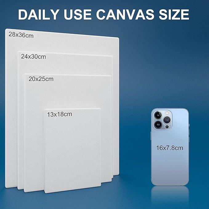 Stretched Canvases for Painting 8x24 Inch 5-Pack, 12.3 oz Triple Primed Acid-Free 100% Cotton Long Blank Canvas, Art Canvases for Oil Paint Acrylics Pouring & Wet Art Media, Pour Painting