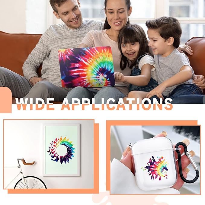 Tintnut Tie Dye Permanent Vinyl Roll - 12 inch x 5ft, Seamless Big Fireworks Adhesive Swirl Pattern Water Proofing Vinyl Self Sticker