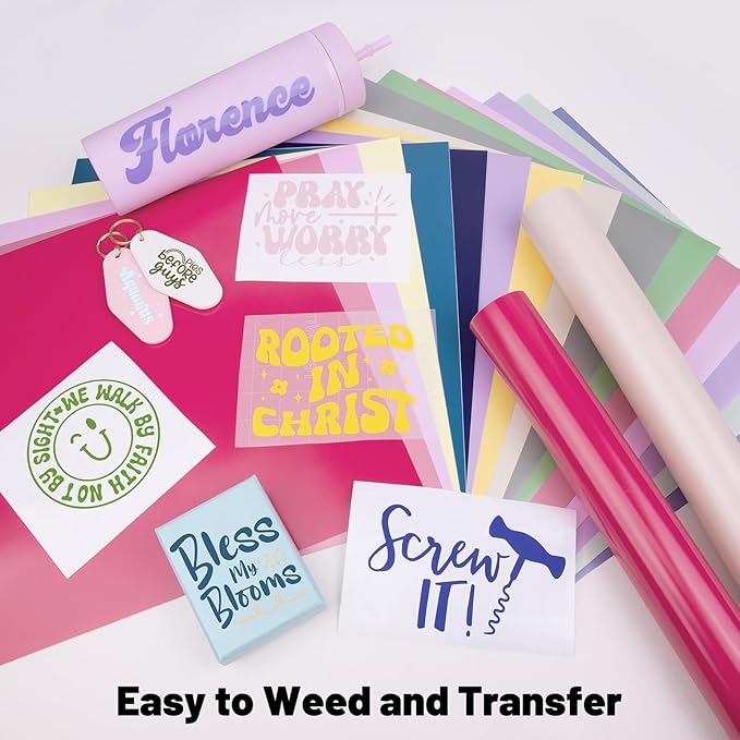 TECKWRAP Permanent Vinyl Sheets, 12" x 12" Assorted Permanent Adhesive Vinyl for DIY Sticker, Decor, Easy to Weed Compatible with Cutting Machines，20 Sheets