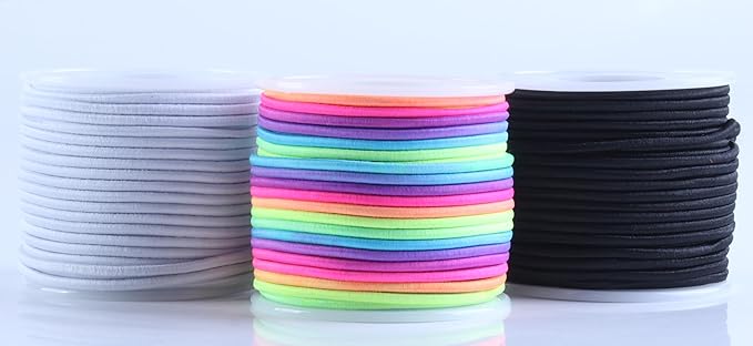 KONMAY 2.0mm Stretchy Bracelet String, 60 Yards Durable Mixed Elastic Cord for Jewelry Making, Beading, Necklaces, DIY Crafts, and Sewing Projects