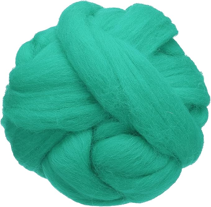 uxcell 3.53oz Wool Roving Yarn, Needle Felting Wool Fiber DIY Craft Needle Wet Felting Supplies for Blending Weaving Handcrafts, Crystal Blue