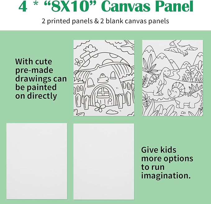 Falling in Art 52Pcs Acrylic Paint Set with Table Easel, Art Painting Kit with Acrylic Paints, Canvas Panels, Paintbrushes, Canvas Supplies Kit for Kids, Adults, Beginners, and Artists, Green