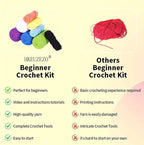 HKEUZEZO Beginners Crochet Kit Animal Knitting Set, 3 Pattern-Owl Penguin Frog Crochet Yarn with Step-by-Step Video Tutorials, Learn to Crochet Kits for Kids Adult